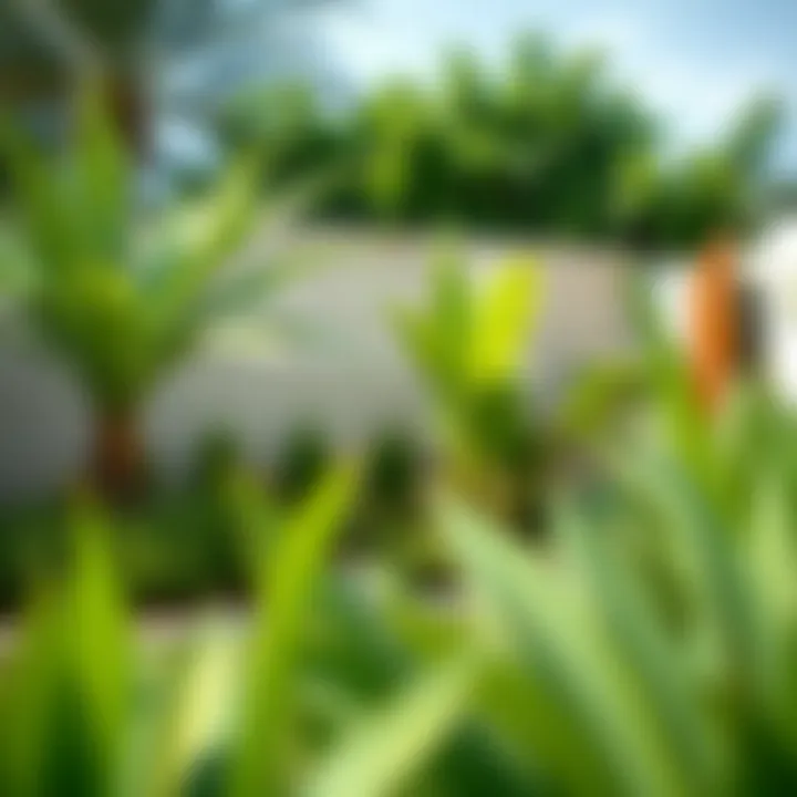 Lush Green Backyard in Dubai Lush green landscape in a Dubai backyard featuring native plants