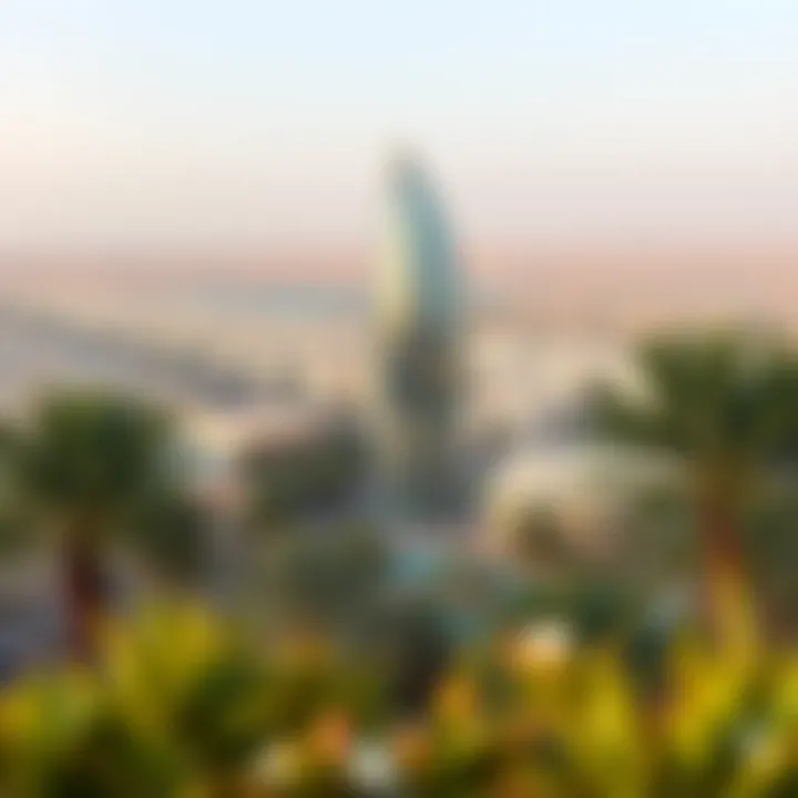 Panoramic view of the surrounding area of Al Adhab Tower