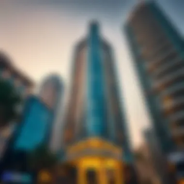 Architectural details of Al Ameer Tower highlighting its modern design