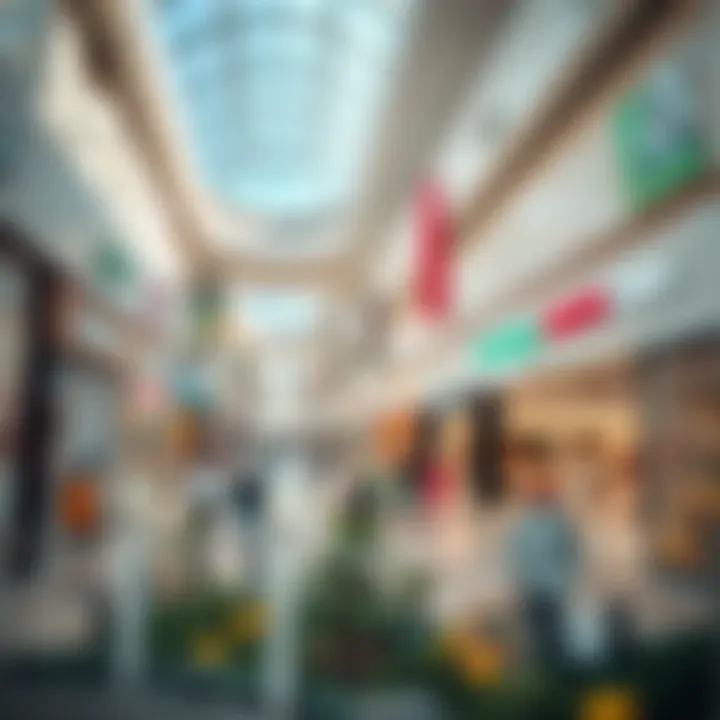 Interior shopping area with various retail outlets