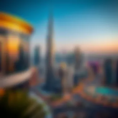 Panoramic shot of Al Futtaim Tower within the Dubai skyline