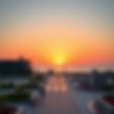 Sunset view at Al Mamzar Beach, reflecting the serene atmosphere and leisure lifestyle it offers