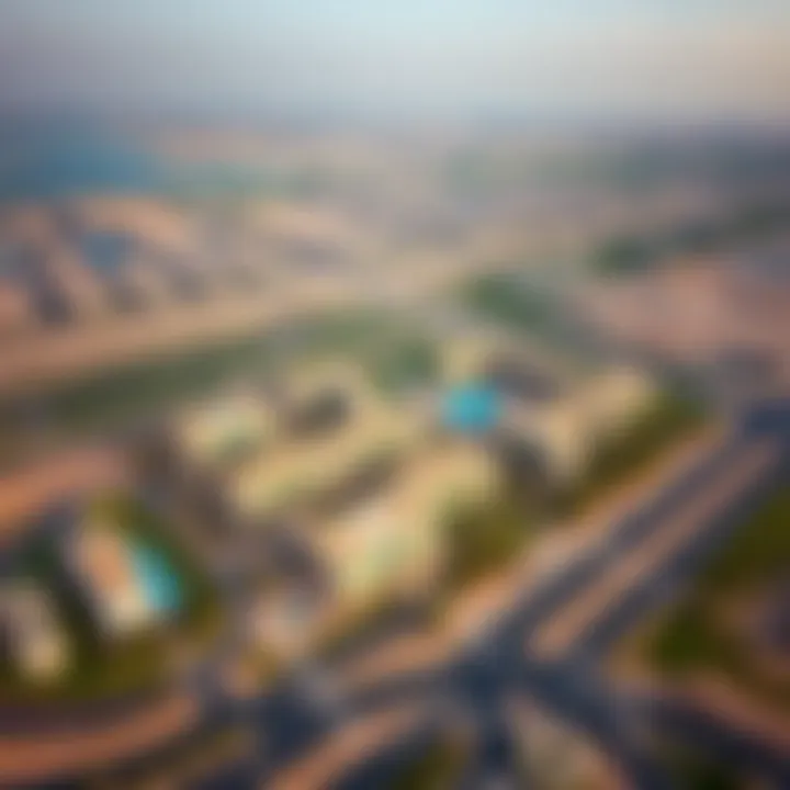 Aerial view of Al Nahda 2 showcasing the residential developments and Carrefour