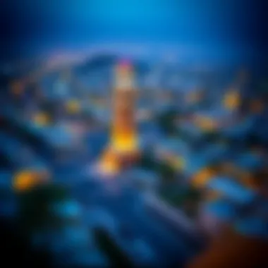 Panoramic view of the surrounding neighborhood highlighting urban amenities