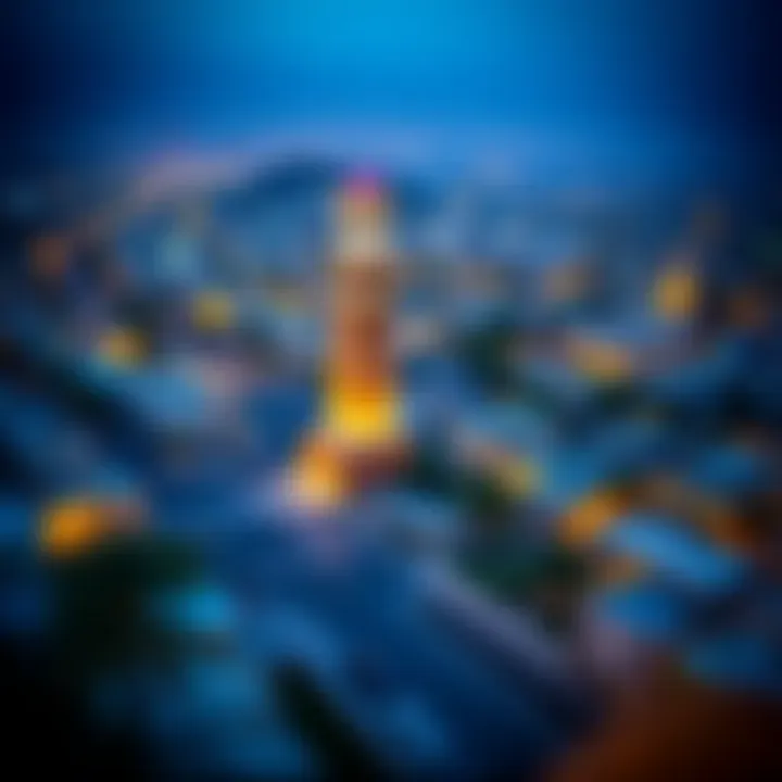 Panoramic view of the surrounding neighborhood highlighting urban amenities