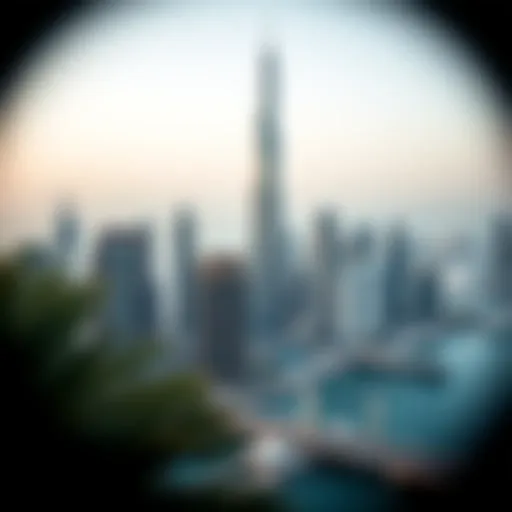 Stunning view of Al Sondos Tower against the Dubai skyline