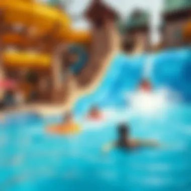Visitors enjoying thrilling water slides and attractions at Aqua Dhabi