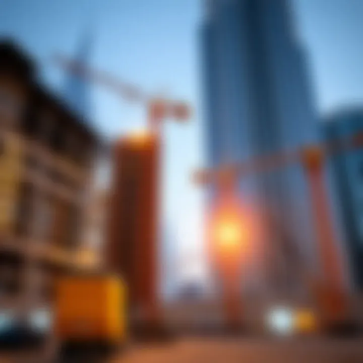 Construction site image emphasizing the engineering feats during Burj Khalifa's build