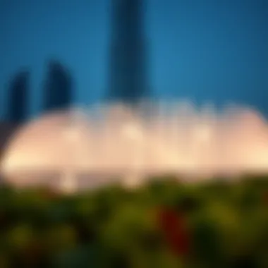 Synchronized Water Jets of the Fountain Show Choreographed water jets synchronized with music