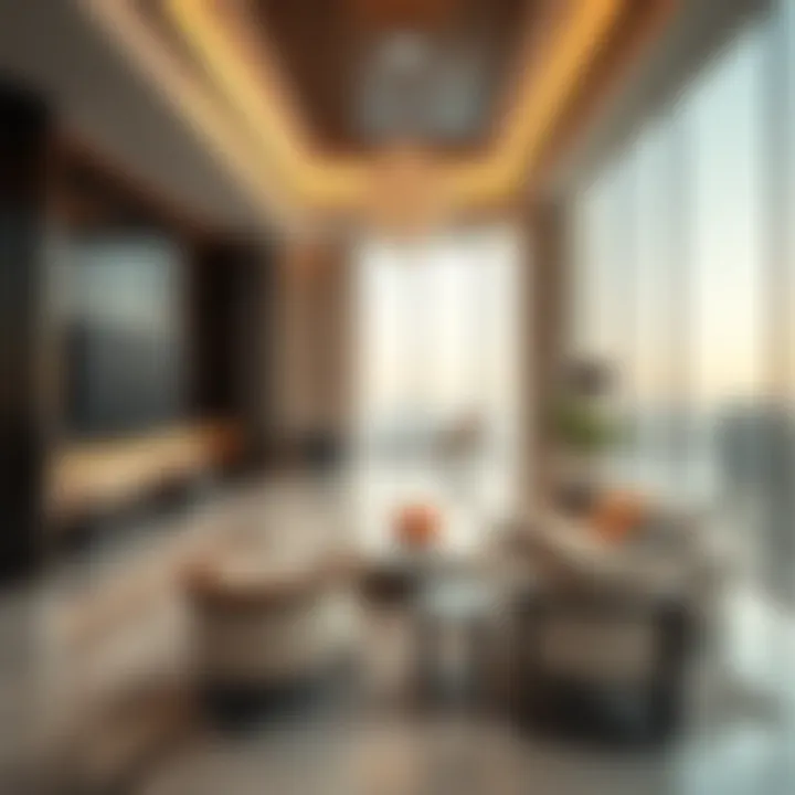 Luxurious interior of a penthouse in Burj Khalifa with modern design