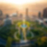 Aerial view of Burj Park showcasing its lush greenery and surrounding skyline