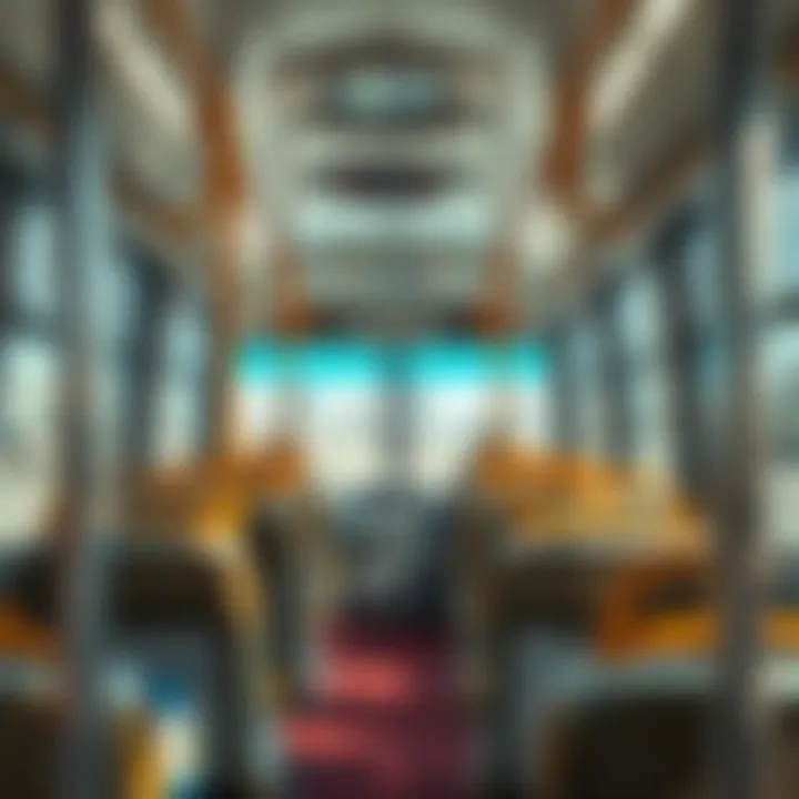 Interior view of a modern bus connecting Abu Dhabi and Dubai