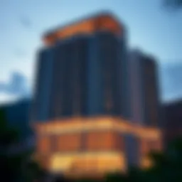 Stunning exterior view of Cavalli Tower at sunset