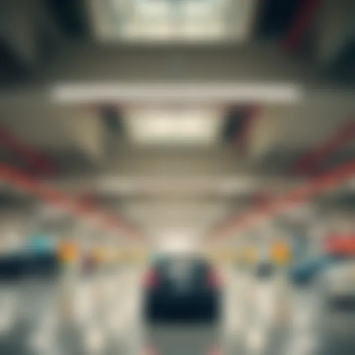 Interior of the parking structure at Dubai Marina Mall