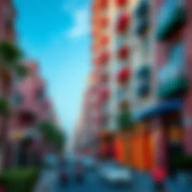 Vibrant Neighborhood in Dubai A colorful neighborhood in Dubai highlighting community life