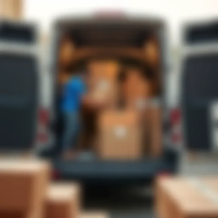 Careful Loading of Packed Goods Boxed items being loaded into a vehicle with care