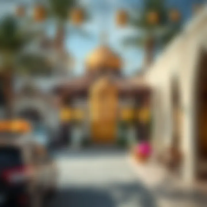 Cultural decorations in a UAE neighborhood during Ramadan