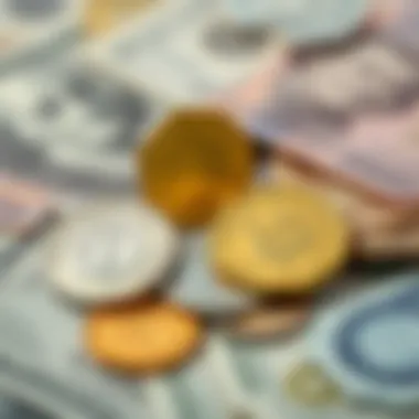 Comparative Currency Example UAE dirham coins and US dollar bills