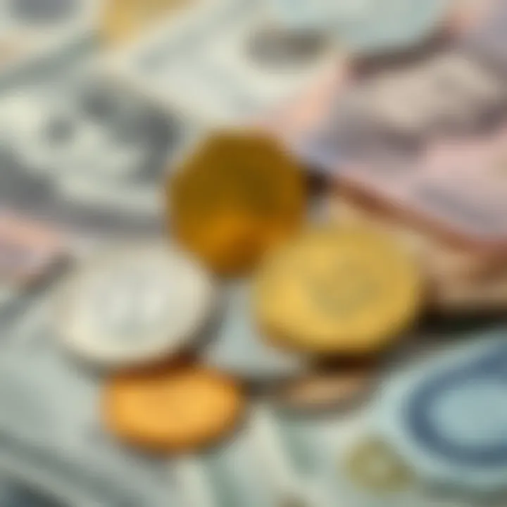 Comparative Currency Example UAE dirham coins and US dollar bills