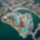 Aerial view of the Damac Canal Crown showcasing its architectural brilliance