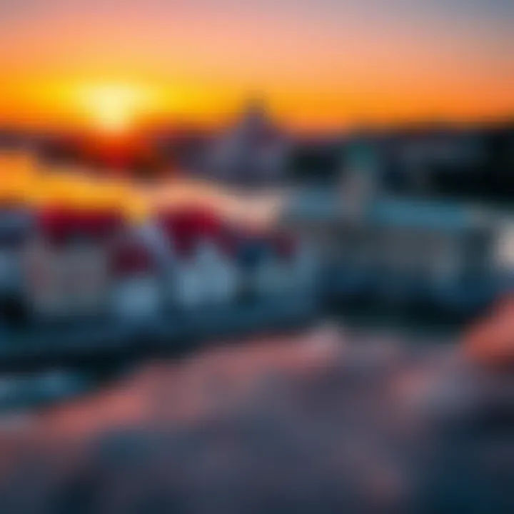 Sunset Over Danube's Historic Landmarks Historical landmarks along the banks of the Danube River at sunset