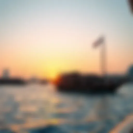 Luxurious dhow cruising on Dubai's waters at sunset