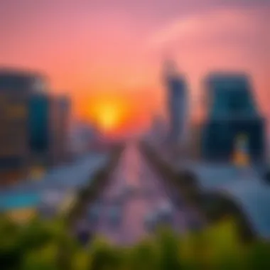 A panoramic view of Dubai Boulevard showcasing its stunning architecture