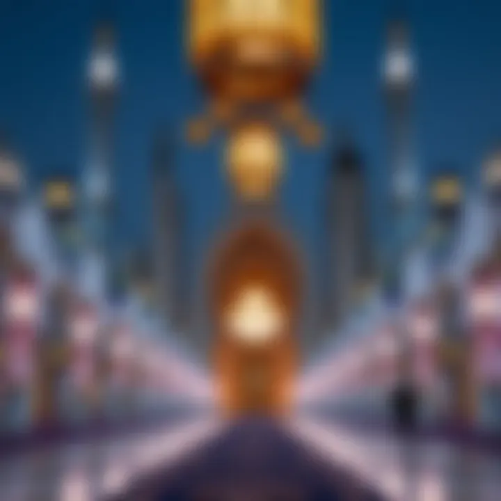 Mosque adorned with Ramadan decorations