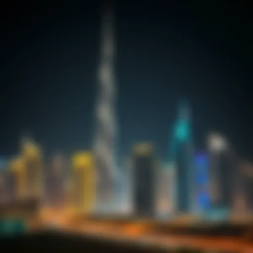 Illuminated Dubai skyline during Ramadan nights