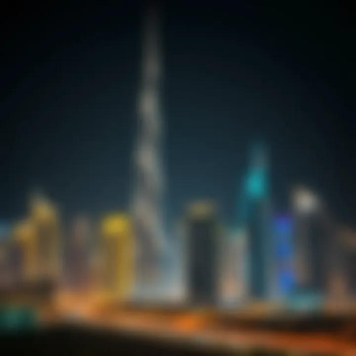 Illuminated Dubai skyline during Ramadan nights