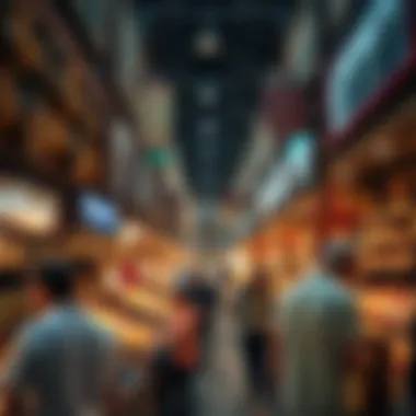 Visitors exploring the intricate stalls filled with exotic goods