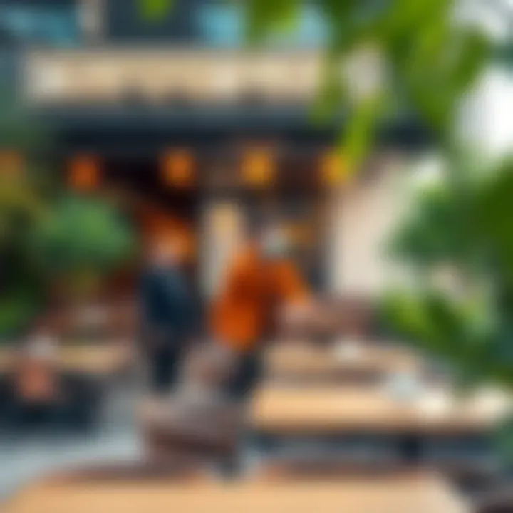 Vibrant Outdoor Café Setting Vibrant outdoor seating area of a popular Dubai coffee spot