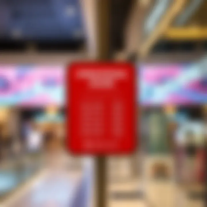 Signage displaying Emirates Mall operational hours