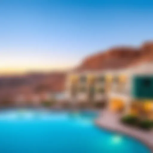 Serene views of Hatta Wadi Hub Hotel amidst natural landscape