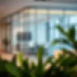 Stylish glass partition design in a modern office space