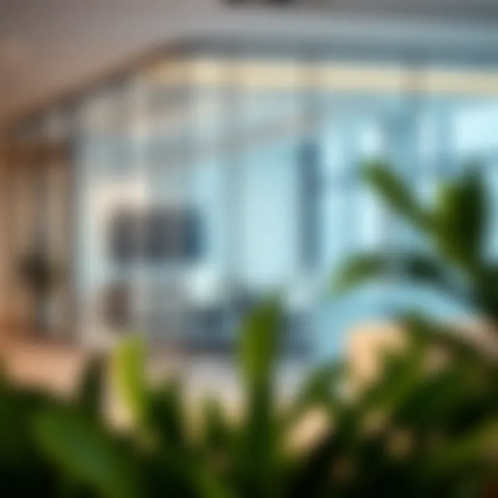 Stylish glass partition design in a modern office space