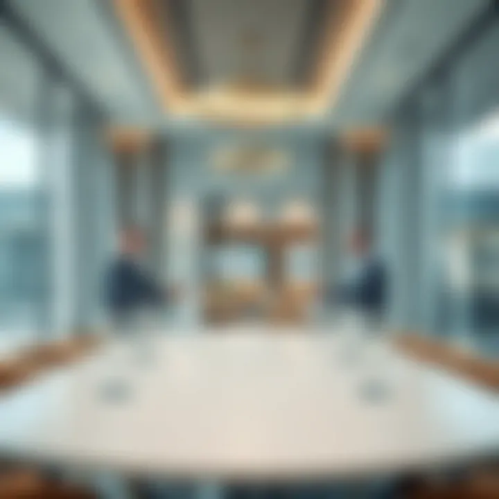 Investors discussing opportunities related to the Al Sarraf Building in a modern meeting space.