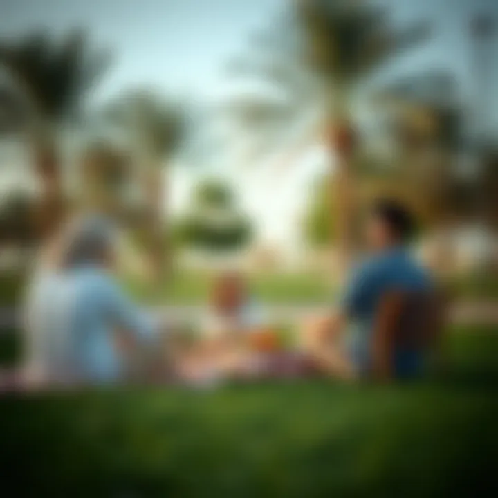 Family enjoying a picnic in a serene area of Al Wathba Park