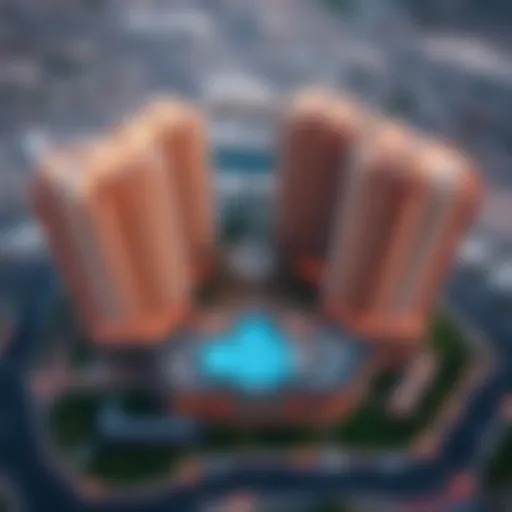 Aerial View of Apricot Towers Aerial view of Apricot Towers showcasing its unique architectural design