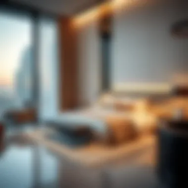 Luxurious bed space in Marina Dubai with modern decor