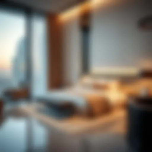 Luxurious bed space in Marina Dubai with modern decor