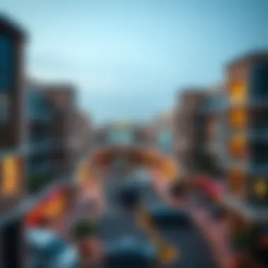 Aerial view of Al Quoz Mall and surrounding accommodations