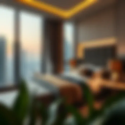 Luxurious bedspace rental in a Dubai skyline view