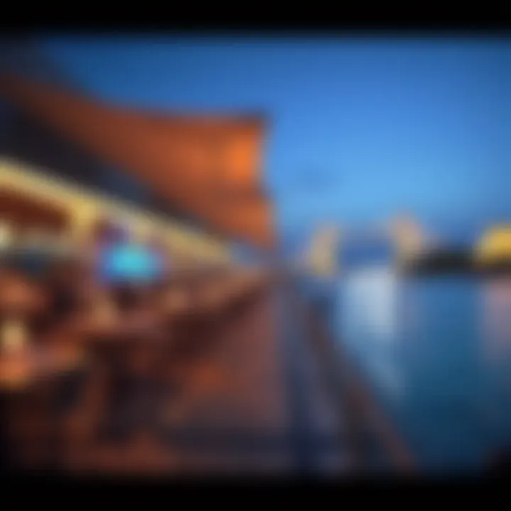 A scenic waterfront promenade filled with lively cafes and entertainment options.