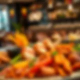 A beautifully arranged platter of international cuisines showcasing vibrant colors and textures.