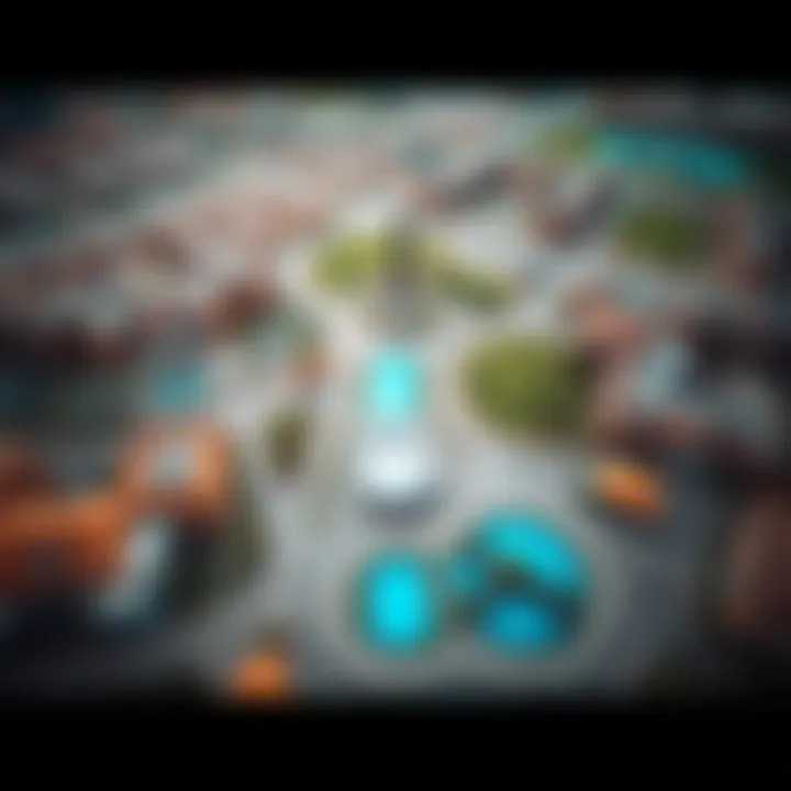 Aerial Perspective of Community Amenities Aerial view of the District 1 community highlighting amenities and parks