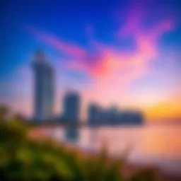 Stunning view of the Palm Jumeirah skyline at sunset