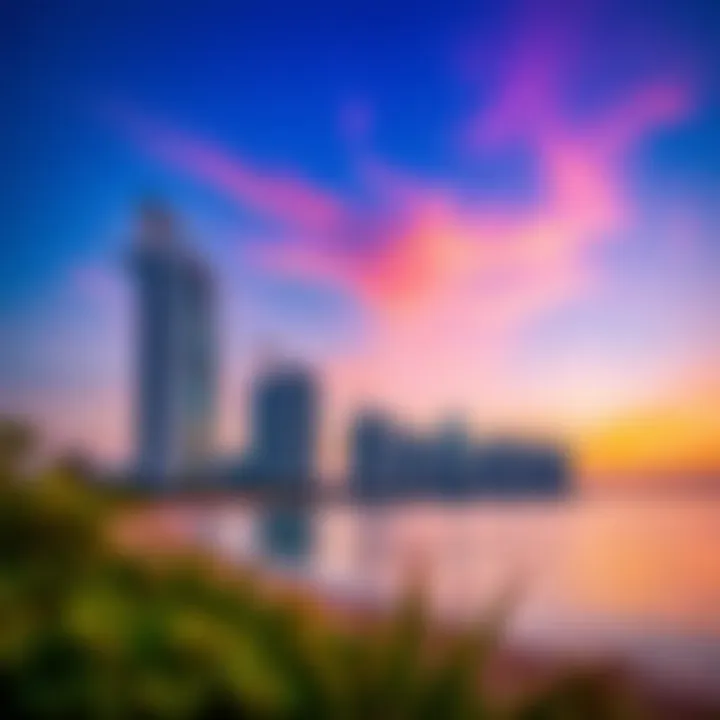 Stunning view of the Palm Jumeirah skyline at sunset