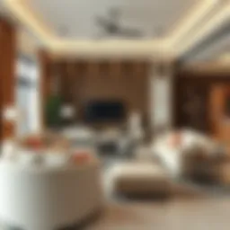 Modern living room setup showcasing elegant furniture pieces