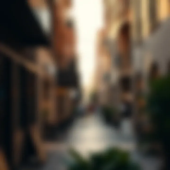 Vibrant street scene in الحلاب بوليفارد filled with shops and cafes